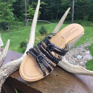 Italian SANDALS Tuscany Black Cork Wedge Sandals Sz 9.5